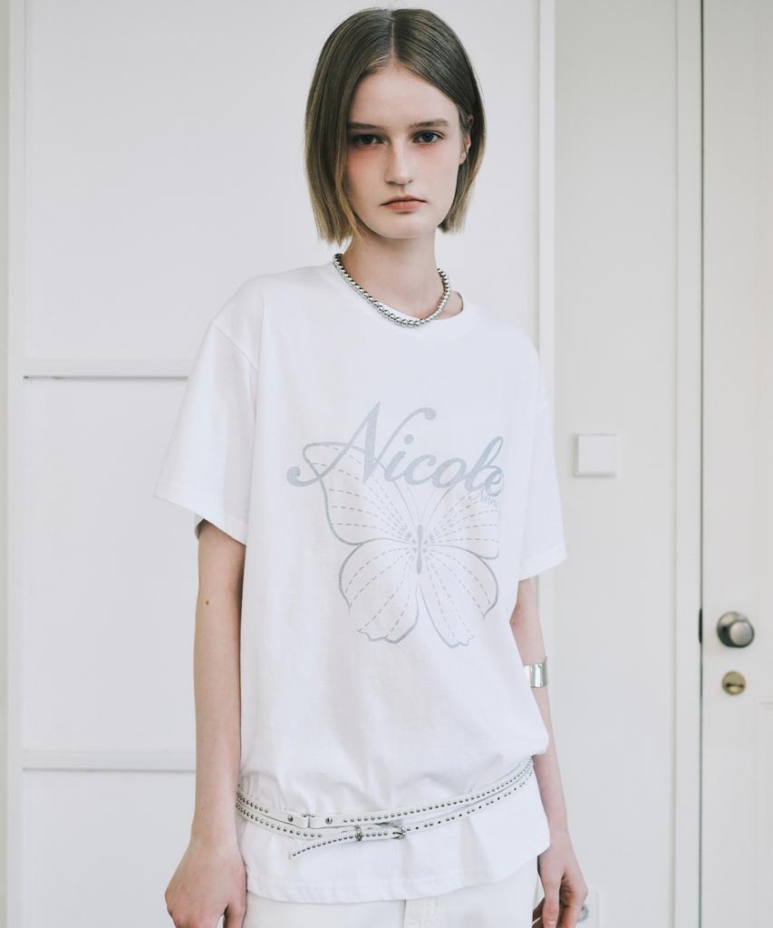 Nigaennikol Nicole Butterfly Sleeve Top_White Silver