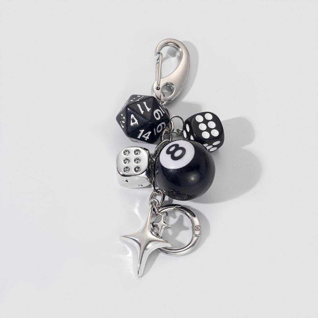 Dice No. 8 Billiards Keychain Y2K Starburst Pendant Bag Hangings Punk Ornament Accessories