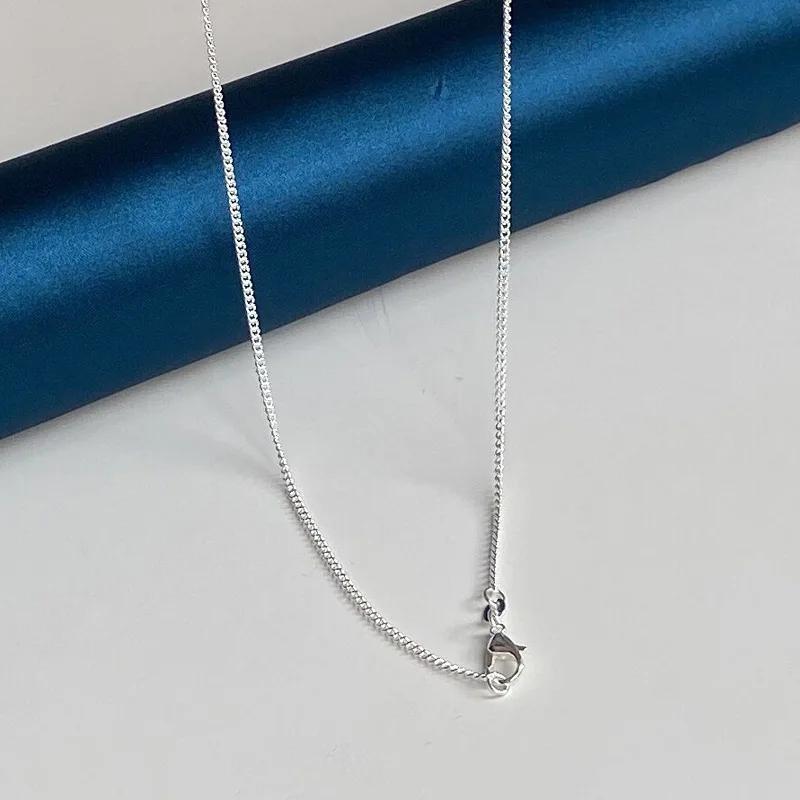 925 Silver 2MM 40-75cm Side Chain Necklace Men Women Charm Wedding Party Gift Jewelry Accessories