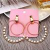 1 Pairs Of Earrings Alloy Retro Style Simple Golden Size Circle Winding Pearl Earrings