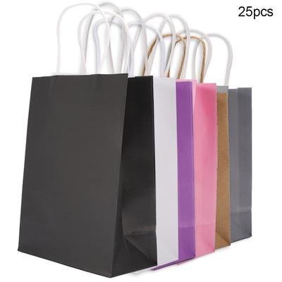 25 stk Gavepose Kraft Papir For Bryllup Favor Bag Med Håndtak