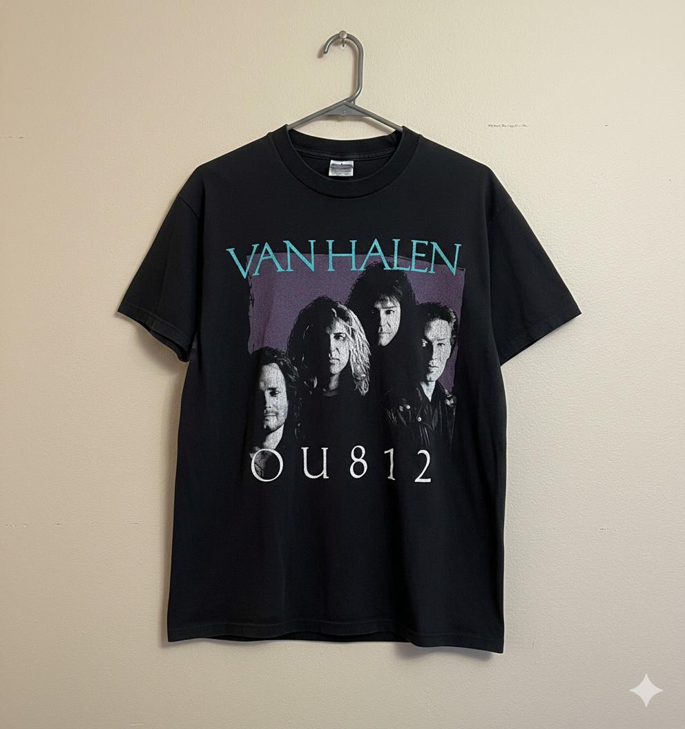 Van Halen OU812 Album Graphic T Shirt Vintage Rock Band Black Tee - T611 S
