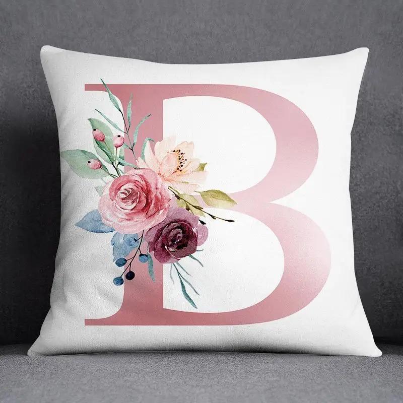 Office Living Room Home Pillowcase Simple Flower Letter Pattern Pillowcase Car Ornaments