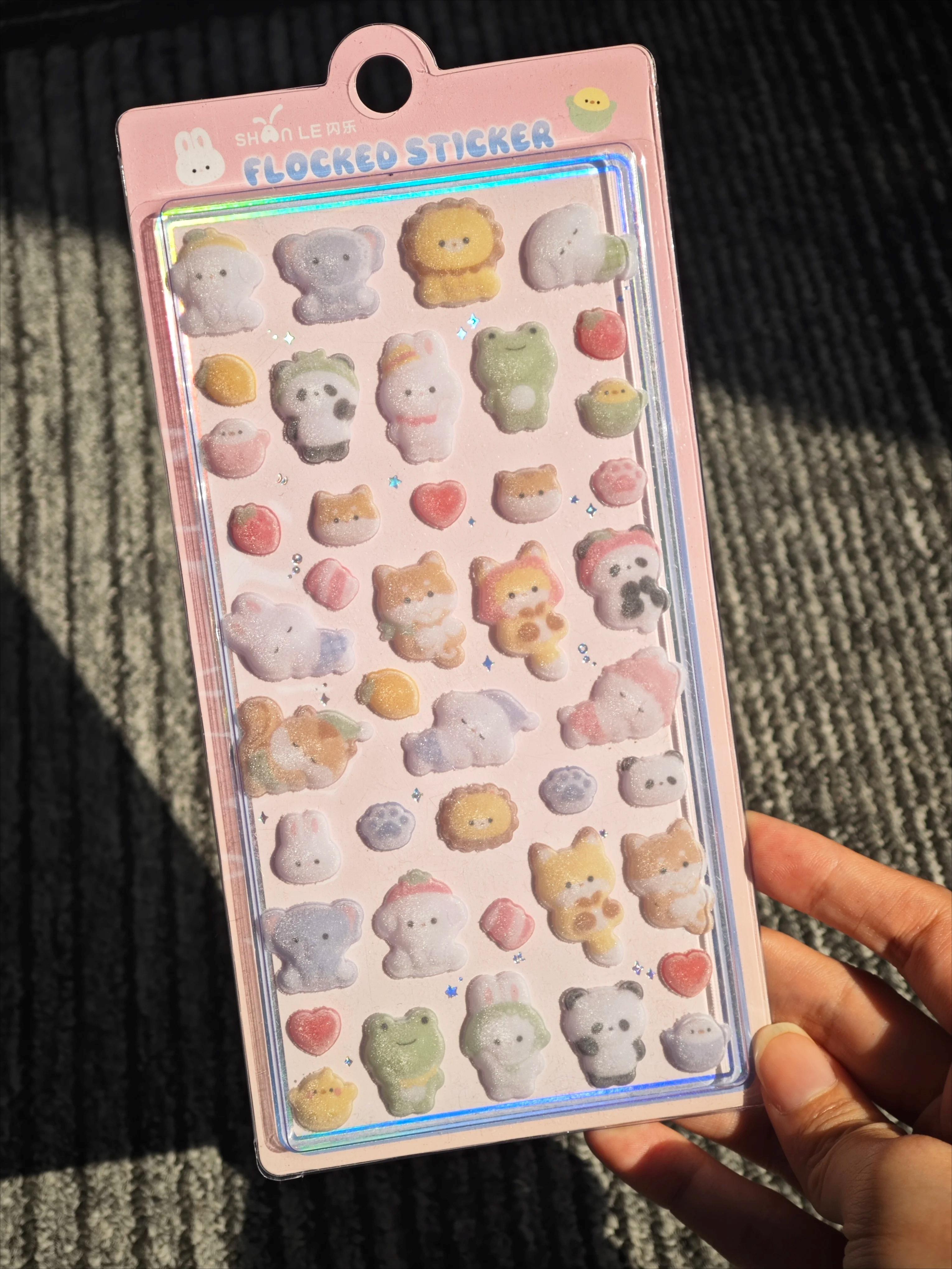 

Kawaii Cute 3D Relief Fluffy Animal Flocked Stickers For Scrapbooking Cute Phone Case Decoration Sticker School Stationery Supplies
