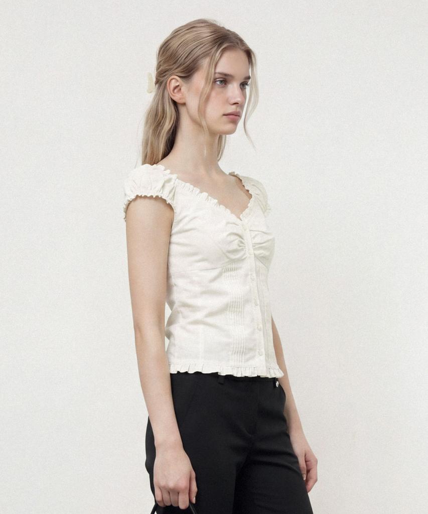 FOLNUA Lili Cap Sleeve Off Shoulder Blouse (Cream)