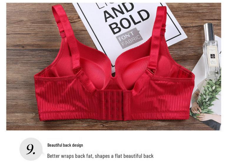 Thickened Seamless 8cm Bust Gathering Bra Set: Adjustable, Wire-free, Side Bust Control