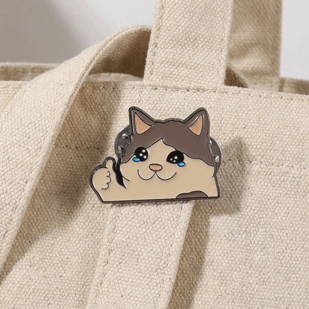 Thumb Up Design Animal Brooch Crying Cat Lapel Badge Fashion Backpack Badge  Daily Wear