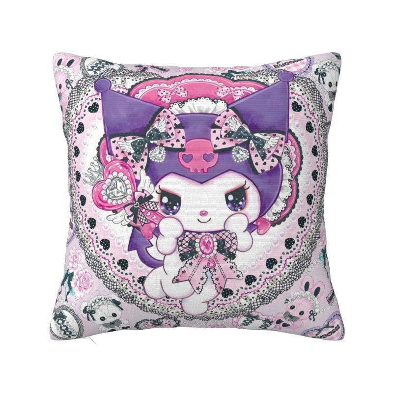 Custom Modern Cute Sanrio Kuromi Anime Cushion Cover Velvet Kawaii Cartoon Pillow Case Home Decor