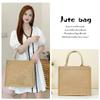 Hand-Painted Muji Jute Burlap Tote Bag for Christmas