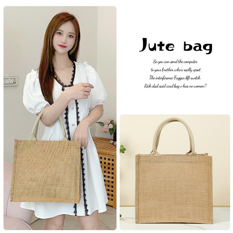 Hand-Painted Muji Jute Burlap Tote Bag for Christmas