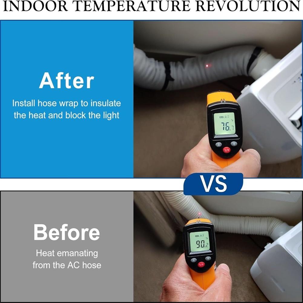 Portable AC Hose Insulation Sleeve for Enhanced Cooling Performance Compatible with Most 5 and 5 9 Inch Diameter Hoses