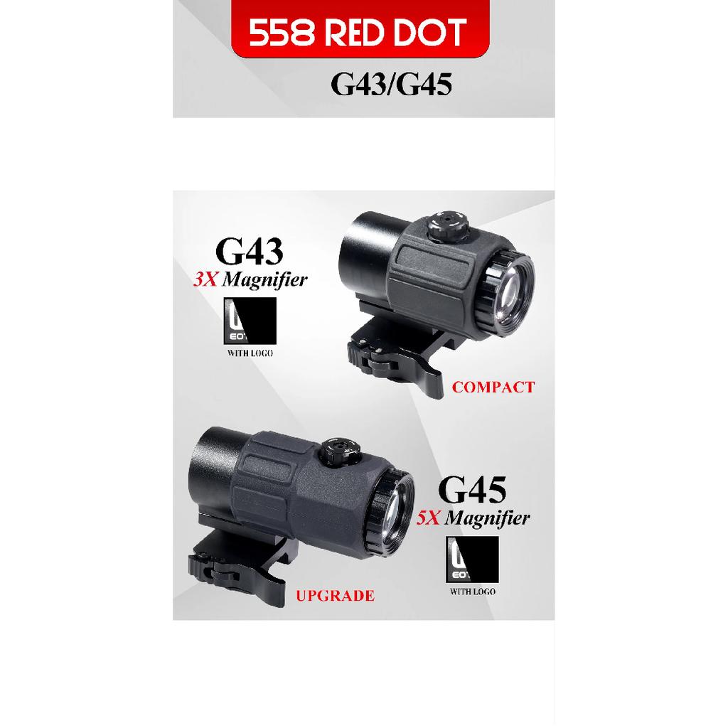 Eot**h 558 G43 Magnifier Holographic Sight Scope Folding Side Flip G45 5X Magnifiers for 558 556 553 Tactical Reflex Riflescope
