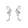 Full Diamond Ribbon Bow Earrings Women's Silver Needle Cold Wind Earrings Light Luxury Niche Design Sense Advanced Earrings Tide