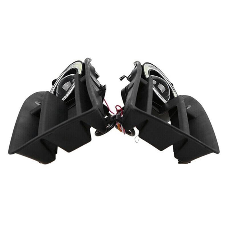 M63K-1Pair Fog Lights Angel Eyes Lamp Front Bumper Grille Grill Cover With Wire Kit For Jetta Bora MK4 1999-2004