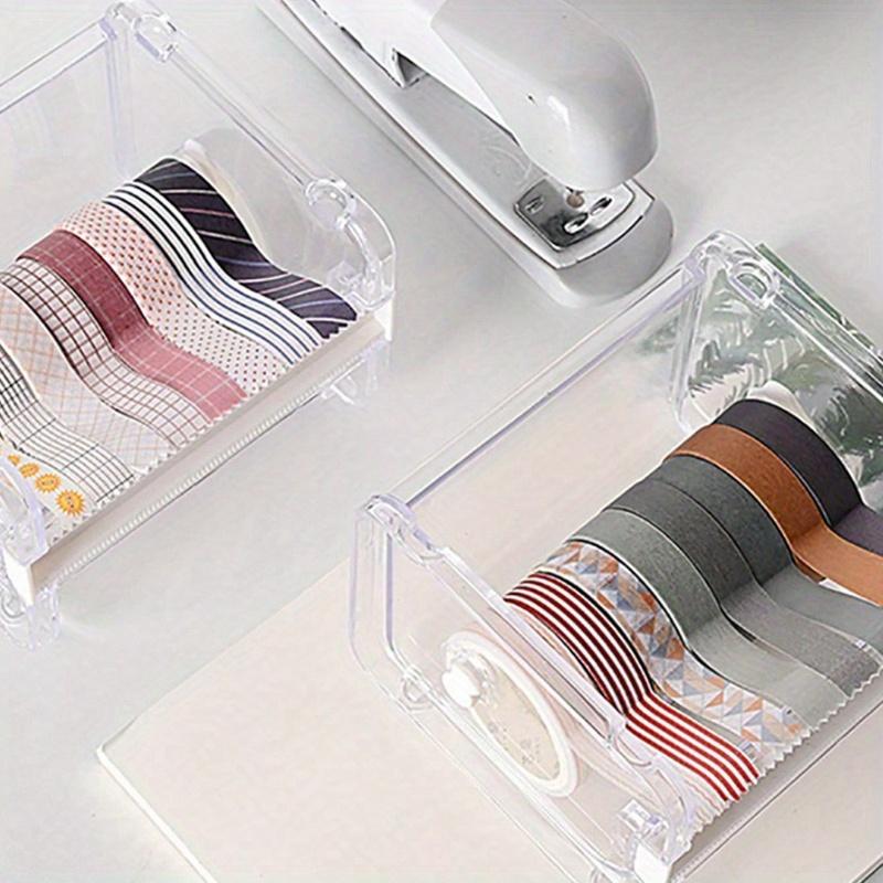1pc Simple Transparent Tape Cutter, Washi Tape Organizer Storage Holder, Office Tape Dispenser Organizer. School & Teacher Supplies Back To School