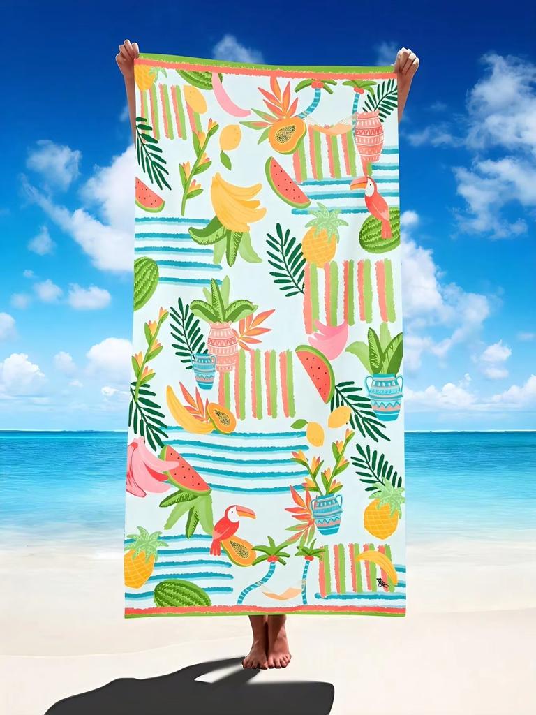Assorted Fruit Beach Towel, Colorful Anti Sand Super Absorbent Quick Drying Microfiber Towel For Swimming Travel Summer