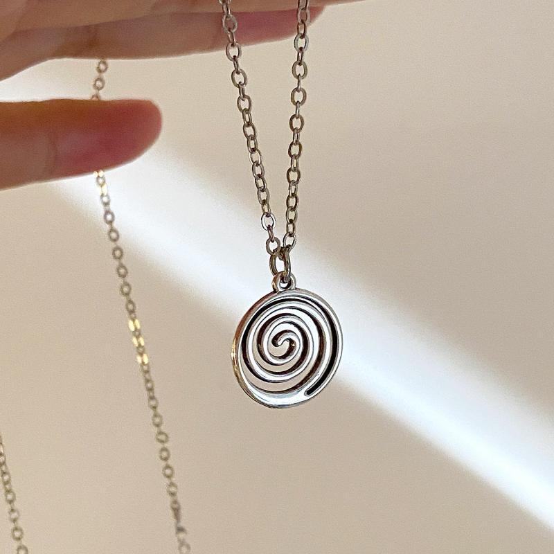 Vintage Spiral Vortex Charms Jewelry Set Silver Color Spiral Vortex Earrings Necklace for Women Jewelry Accessories