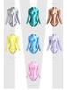 Solid Color High-Cut Rhythmic Gymnastics Leotard Ballet Dancewear - Women's Silky Luster One-Piece Swimsuit Base T-Shirt
