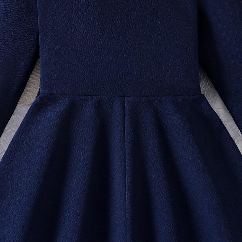 Girls' Clothing Autumn Winter New Big Kids Long Sleeve Side Button Casual Elegant Dress