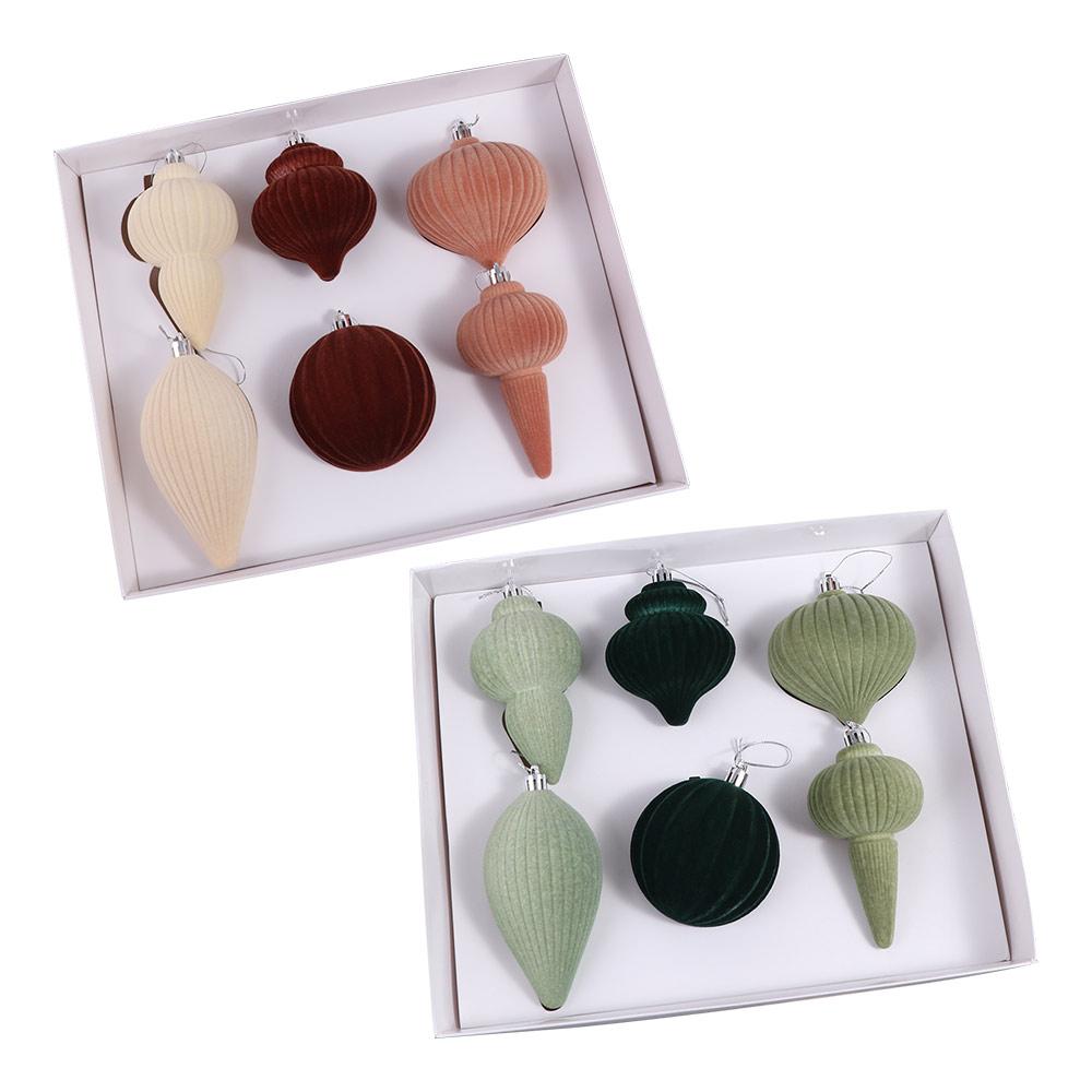 6pcs Shatterproof Christmas Hanging Balls Flocked Xmas Tree Ornaments Home Indoor Outdoor