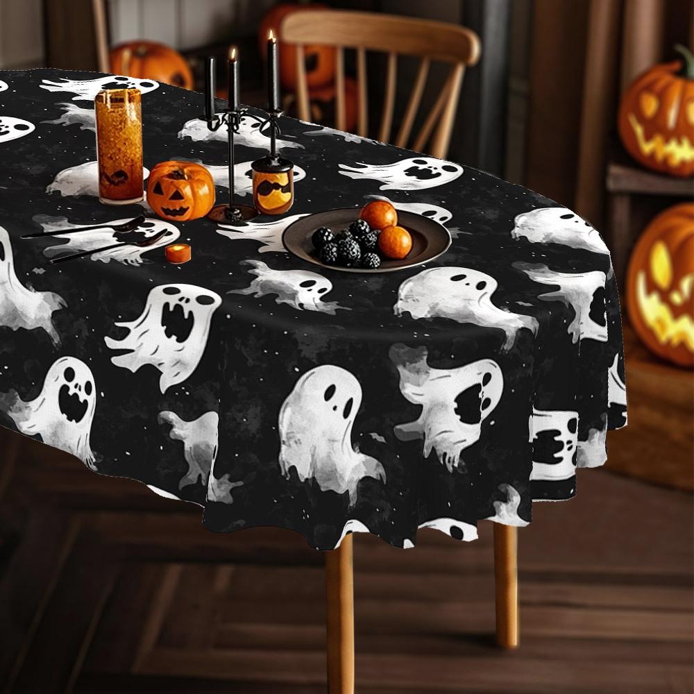 Single piece, Halloween tablecloth, black decoration, pumpkin abstract style, suitable for restaurantszyc