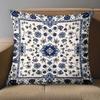 1 piece of blue and white floral pattern decorative pillow, polyester fiber pillowcase, sofa cushion, headboard pillow