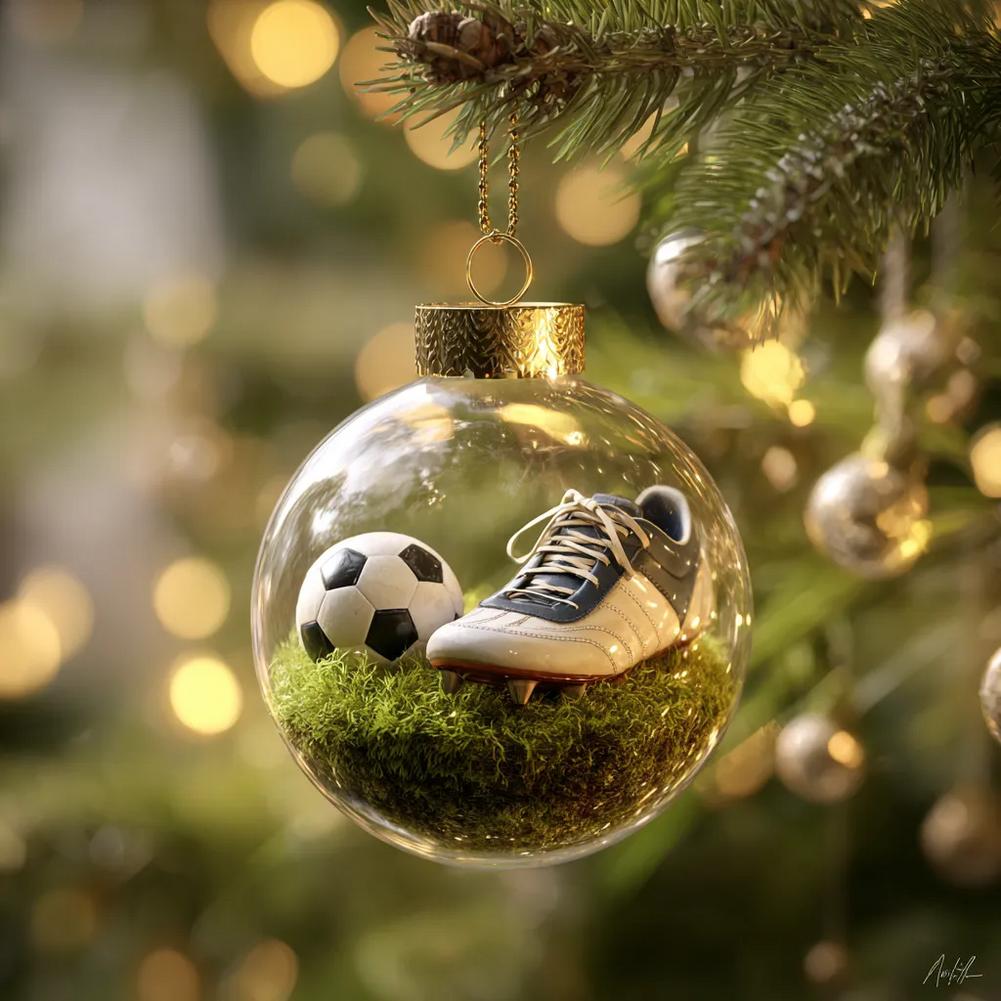 8cm Sports Themed Hanging Christmas Ball Decorations Rugby, Football Sports Holiday Ornament Christmas Tree Home Party Supplies