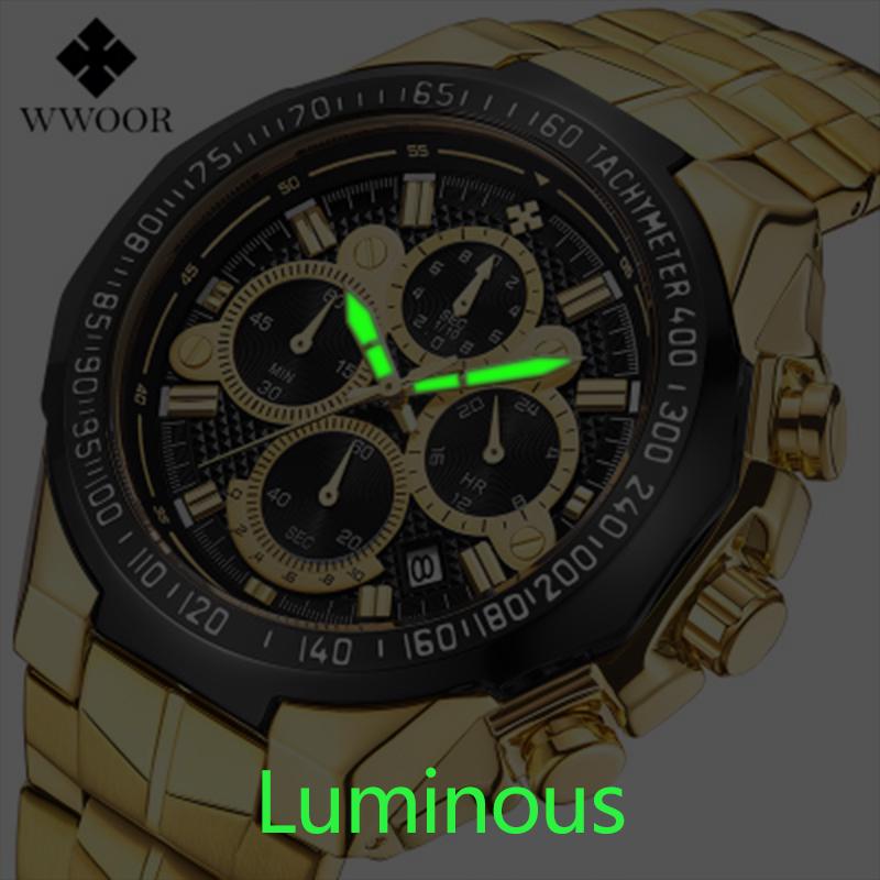 Top Brand Luxury Sport Watch For Men Quartz Chronograph Date Luminous Full Steel Wrist Watch