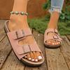 Mode Mode Doppel-Schnalle Kork Pantoletten Damen 2025 Sommer Offene Zehen Flache Clogs Schuhe Frau Übergröße 35-43 Rutschfest Strand Sandalen