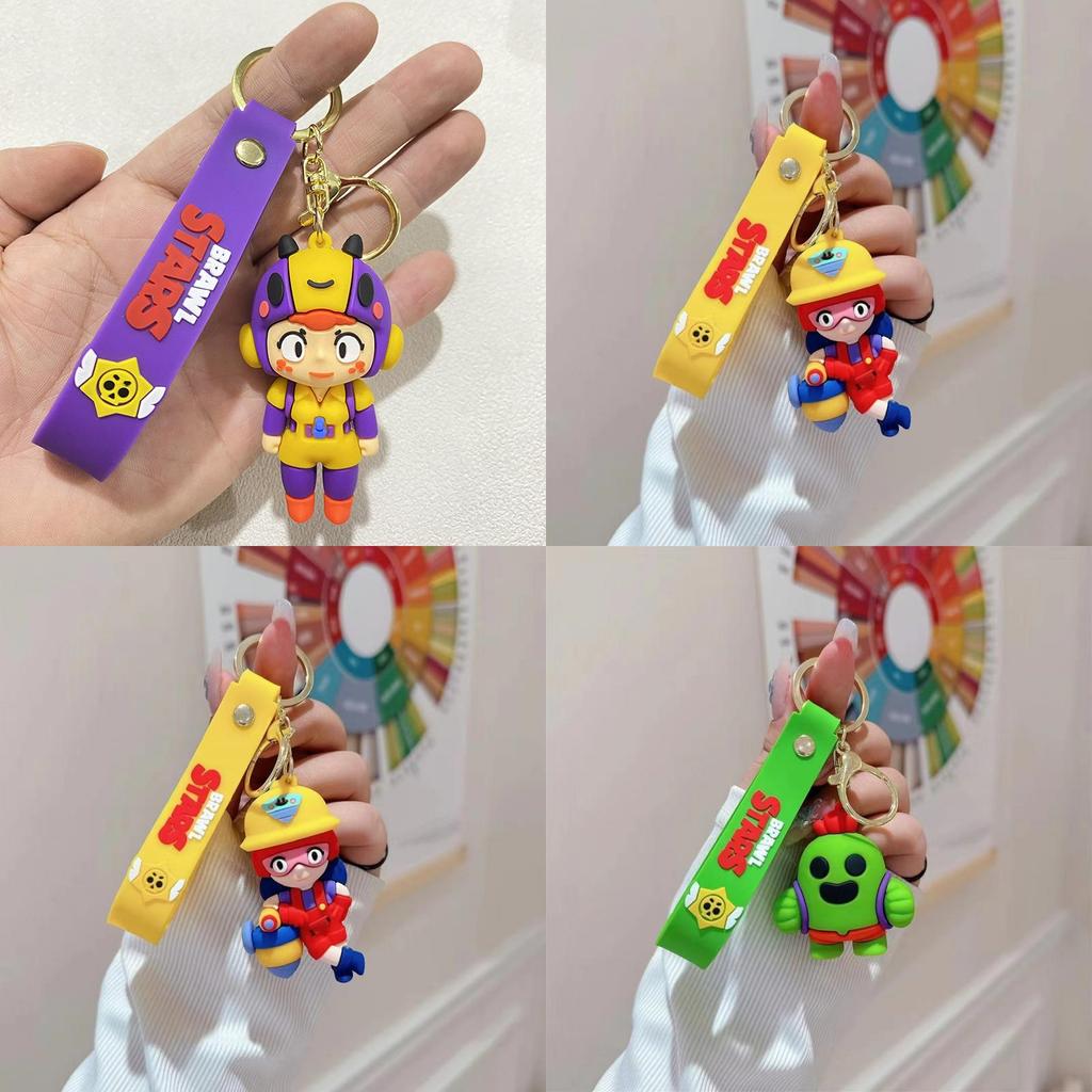 Cute Cartoon Silicone Keychain For Car Keys Brawl Stars Nita Jessie Bea Spikey Paddy