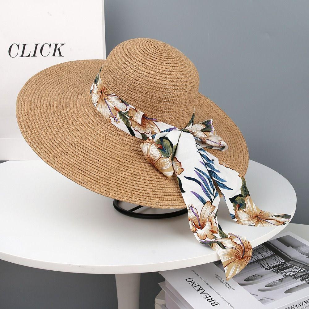 Sun Protection Straw Beach Hat Large Capacity Tote Bag Portable Beach Bag Travel Outdoors