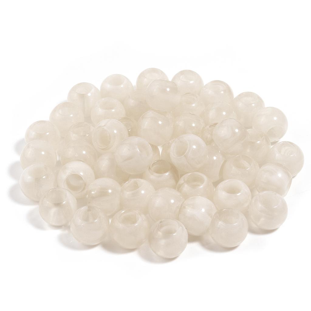 50pcs Dual Color Imitation Jade Acrylic Beads Round Large Hole Beads Loose Spacer Beads For Jewelry Making DIY Keychain Bracelet
