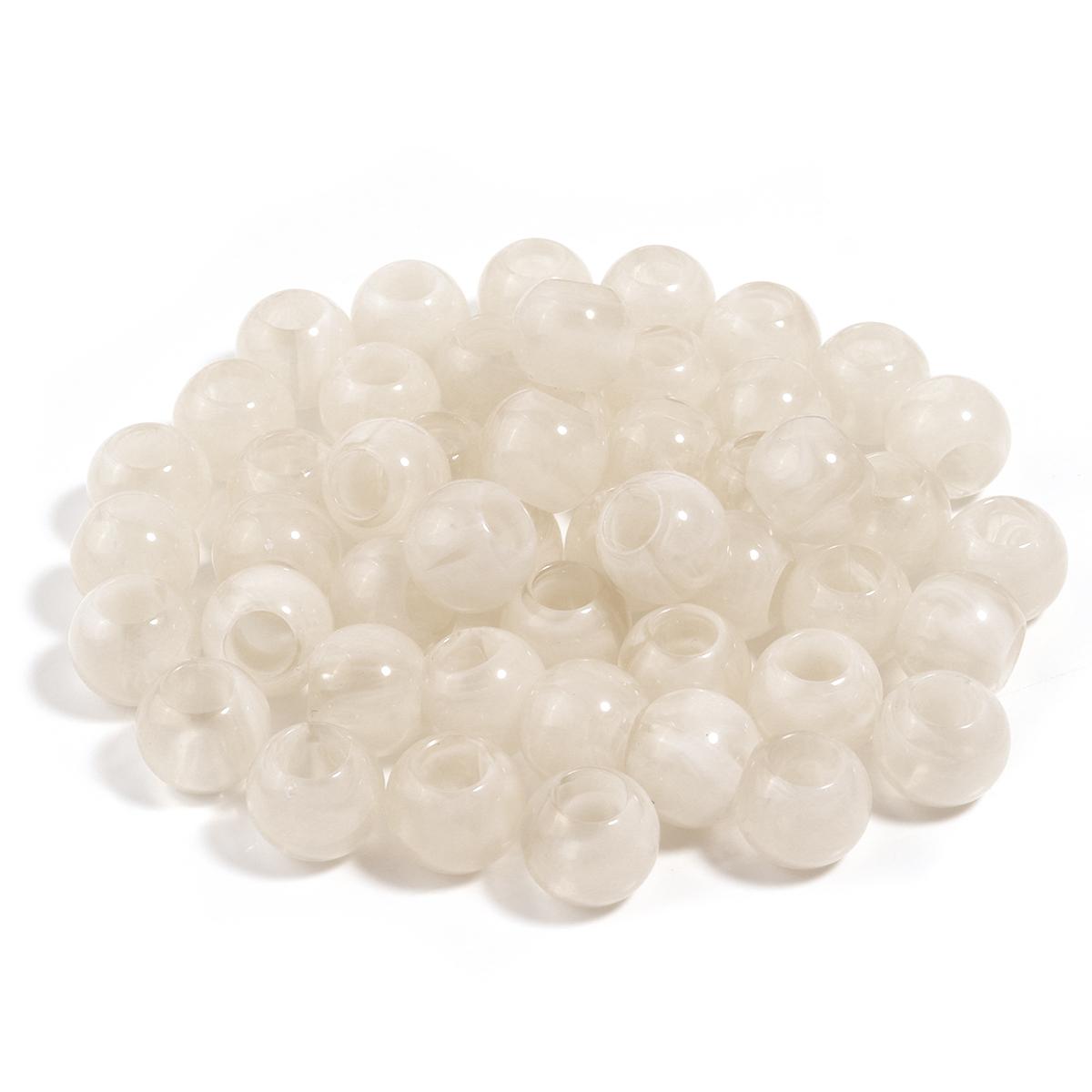 

50pcs Dual Color Imitation Jade Acrylic Beads Round Large Hole Beads Loose Spacer Beads For Jewelry Making DIY Keychain Bracelet