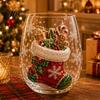 Einzigartiges Weihnachtsgeschenk für Freunde 3D-Glasbecher, Tasse mit Skulptur von Weihnachtsmann, Schneemann, Baum, Trinkgläser Dekoratives Trinkgeschirr, Festlich