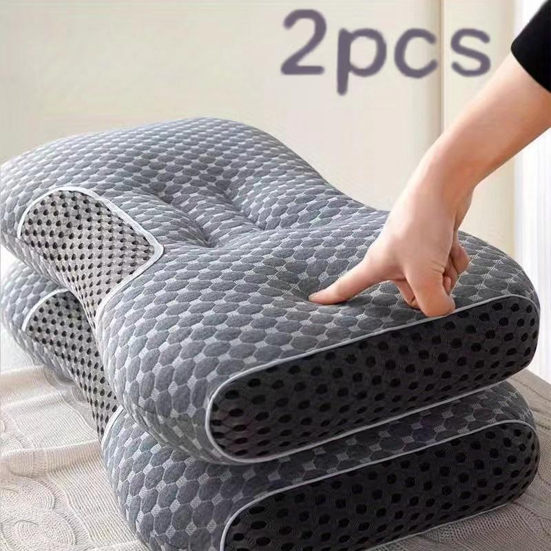 [Massage Neck Pillow] 2Pcs Soft Adjustable Ergonomic Knitted Massage Neck Pillow  Orthopedic Contour Support Pillow