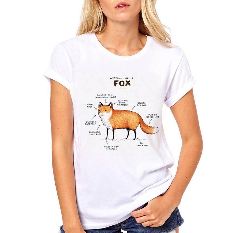 Harajuku Kawaii Tshirt Anatomia Da Raposa Gato Grfico Tees Das Mulheres Tops Esttica T Shirt Tripulao Pescoo Roupas De Vero Para As Mulheres