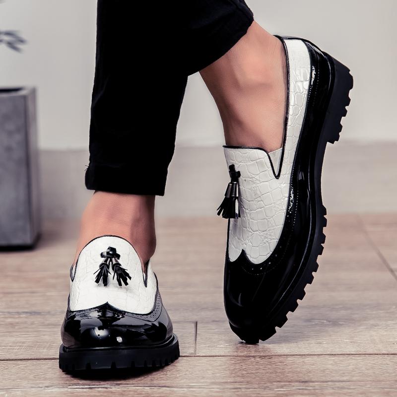 Casual Business Leather Shoes Men Formal Men's Dress Shoes Classic Tassels Retro Office Social Leather Loafers Male