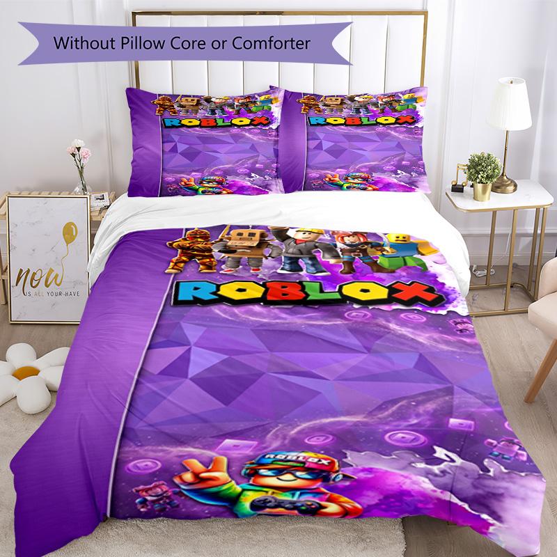 Roblox Bedding Set Breathable Duvet Cover with Pillowcases Decorative Bed Linen for Bedroom Home Decoration Birthday Gift