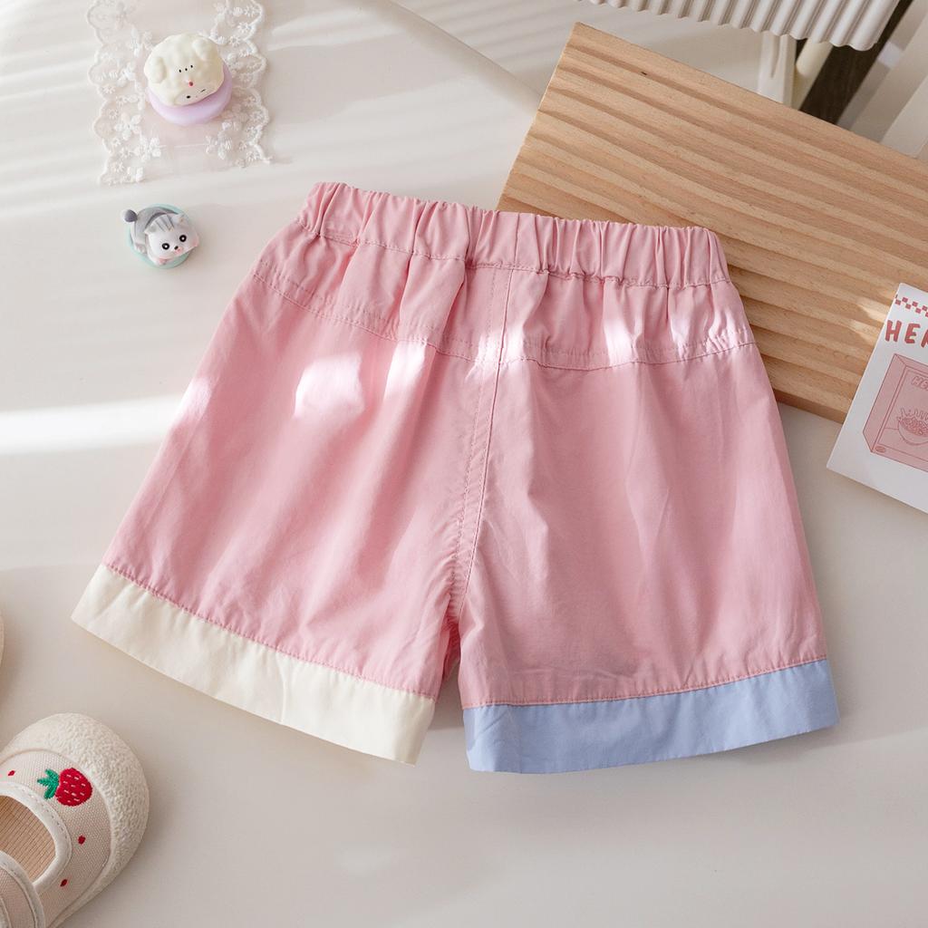 Girls' Summer Shorts Color Blocked Breathable Straight Leg Pants Baby Girls' Versatile Pants for Outdoor Wear