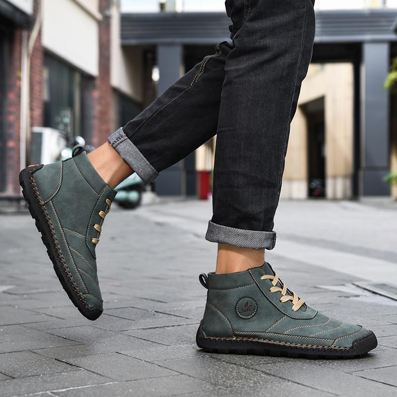 Ručně vyráběné dělené kožené boty Pánské boty Pohodlné kotníkové boty Pro muže Obuv pro volný čas Obuv na nástroje velké velikosti