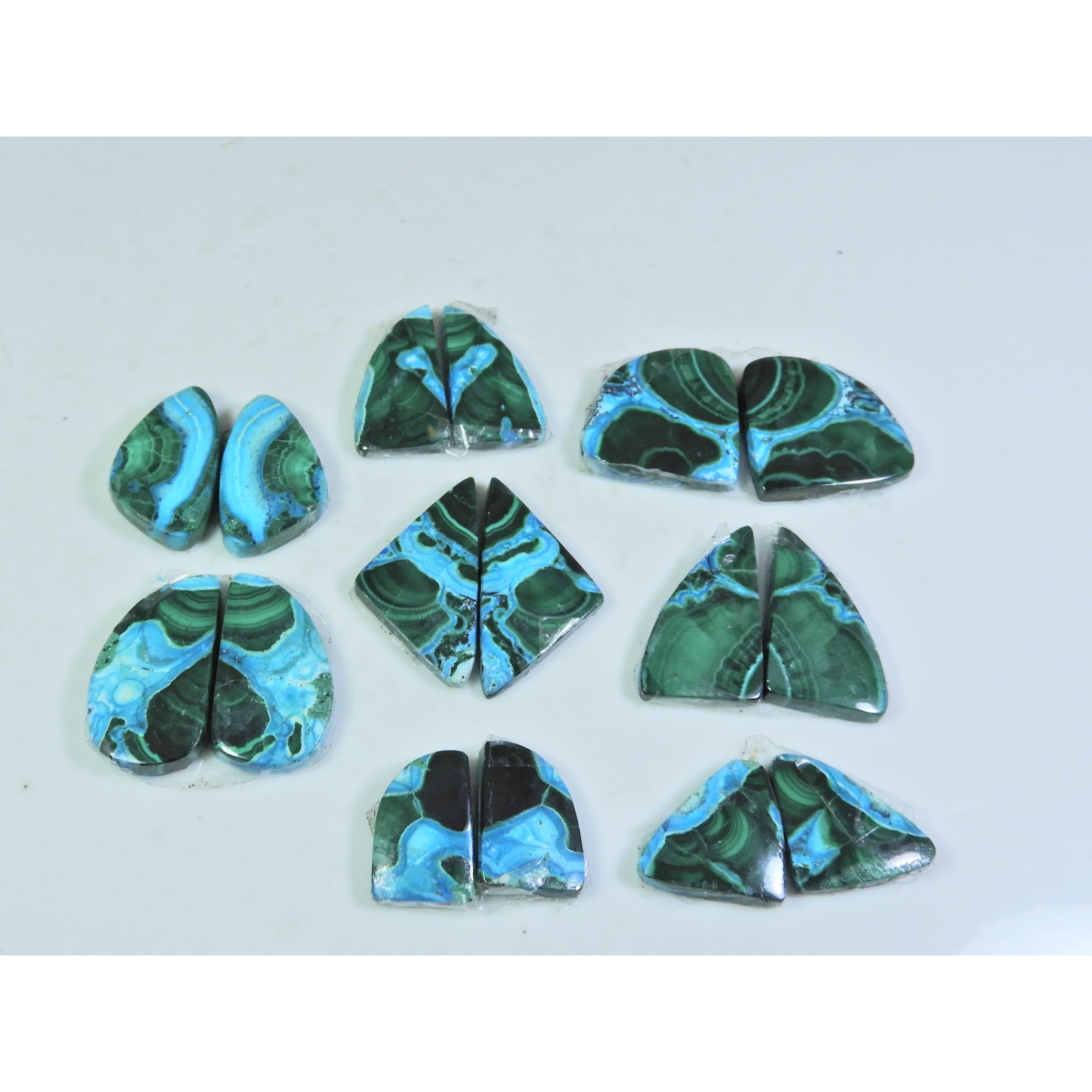 

15-24 мм Натуральная Хризоколла Малахит Пара Необычный Кабошон Драгоценный камень Лот 8 пар C-185