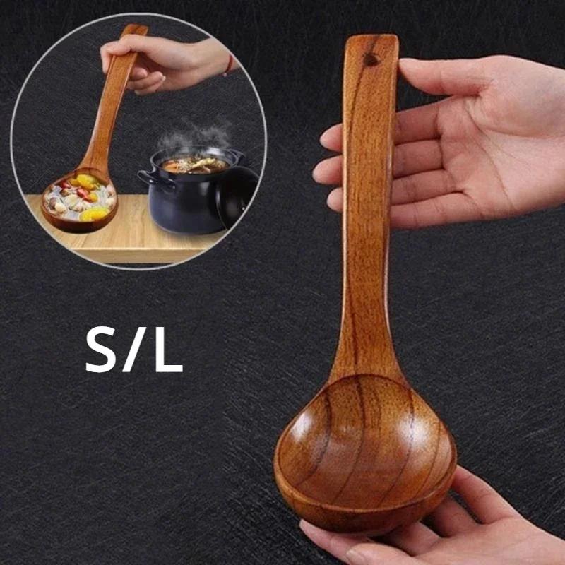 S/L Mestolo in legno con manico lungo Mestolo Utensili per zuppa Fatto a mano per pentole da cucina