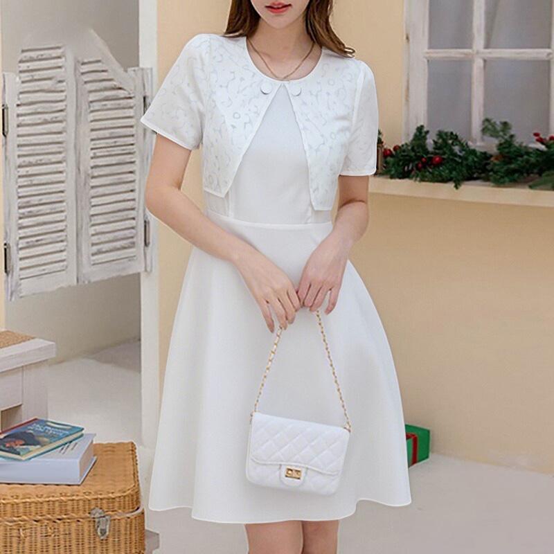 ZANZEA Womens Summer Casual Fake Two Piece Patchwork Short Sleeve Dress