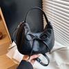 Korean Style Bow Tie Shoulder Bag Sweet Women Clutch Purse Casual Bow Pu Handbag  Streetwear