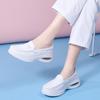 Women's Thick Soled Work Shoes Soft Soled Leather Breathable and Non-slip Nursing Shoes White Hollow Wear-resistant Casual Shoes