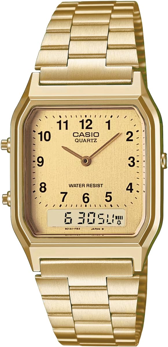 

Casio Quartz Vintage Dual Overseas Model ANA-DIGI Watch, Series, AQ-230GA-9BMQ, Unisex, Time, Gold, [Used]