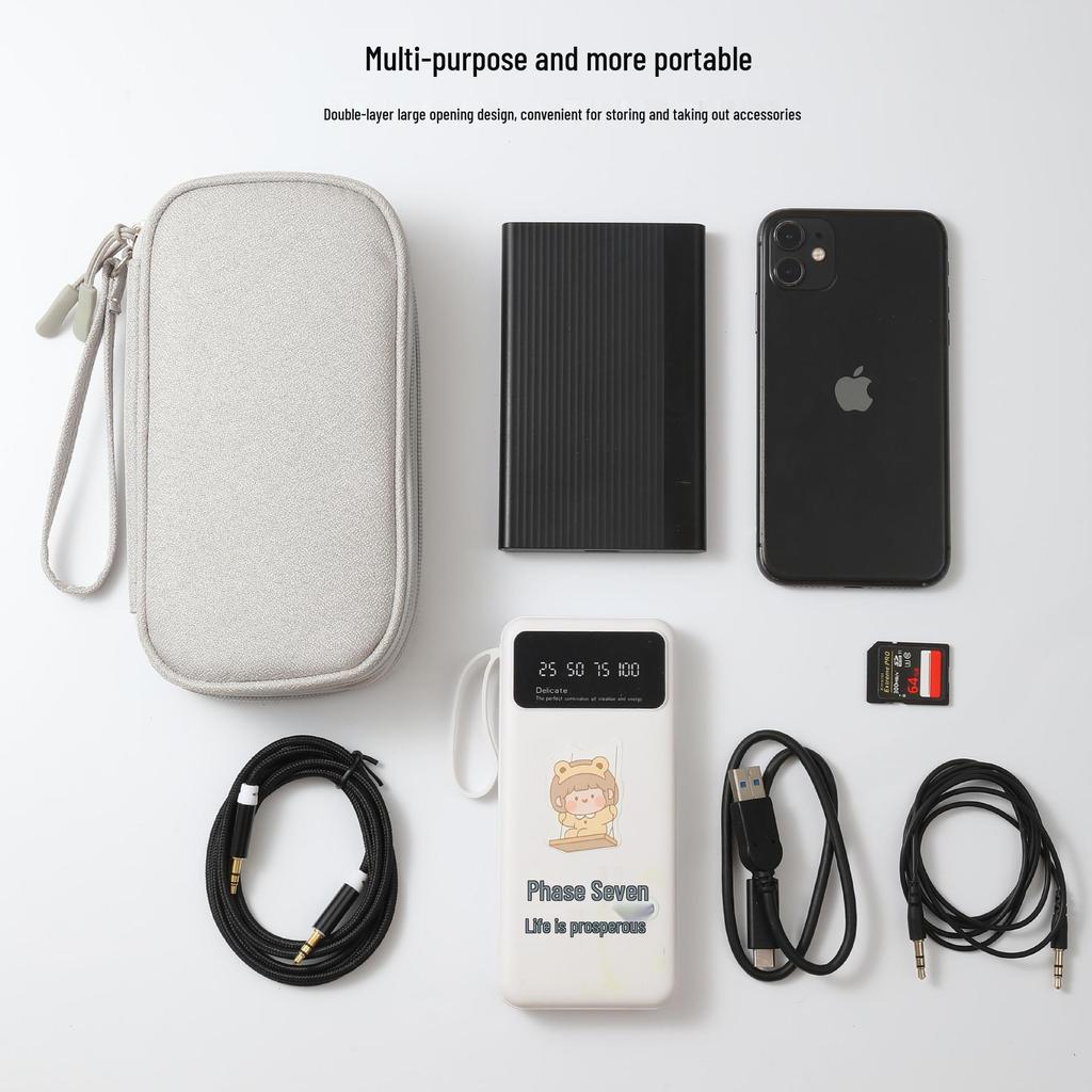 Portable Digital Accessories Bag: Multifunctional Storage for Cables, Power Banks & Earphones