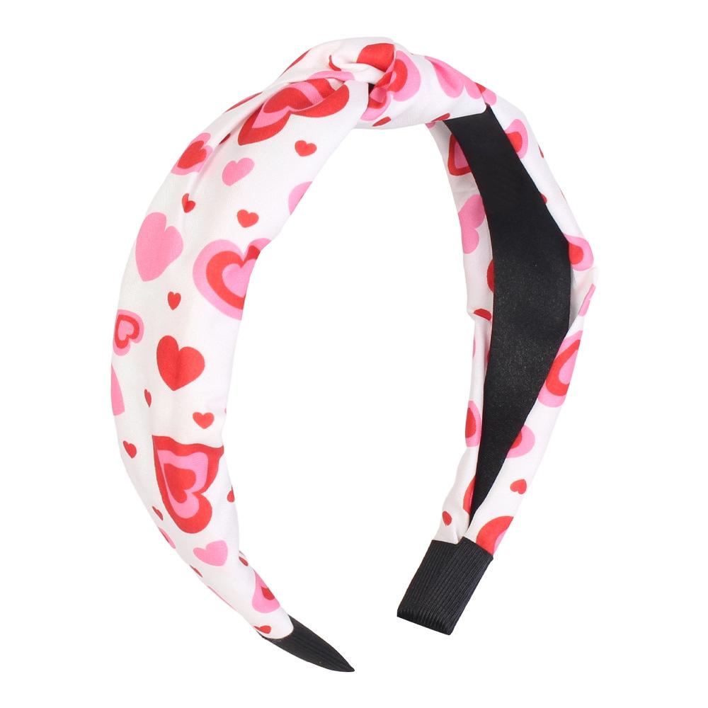 Women's Heart Print Knot Hairband Fabric Printed Pressed Hair Ring Face Washing Hair Band Stylish Accessory for Daily Use