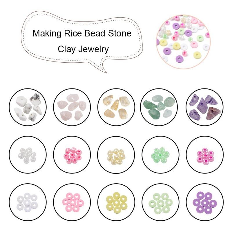 1SET DIY Bracelet Earrings Jewelry Accessories 15 Grid Color Loose Beads Rice Beads Stone Soft Pottery Combination Set