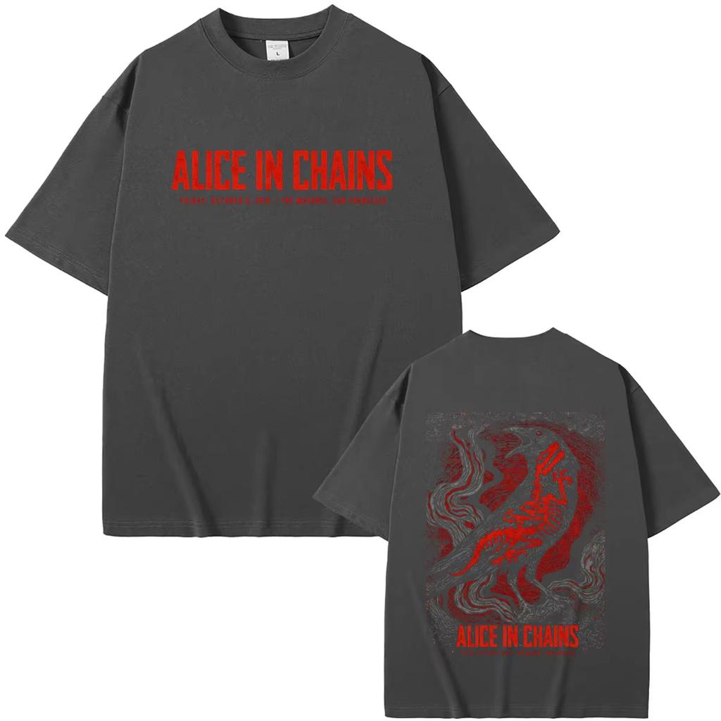 Hot Rock Band Alice In Chains Tshirt Summer Male Casual Soft Cotton T Shirts Unisex Unisex Clothing Gothic Punk Tees Streetwear